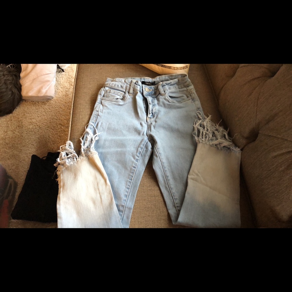 forever 21 Frayed acid wash jeans